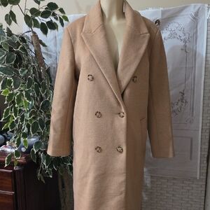 Abercrombie & Fitch NWT Wool Blend Double-Breasted Camel Trench Coat Medium